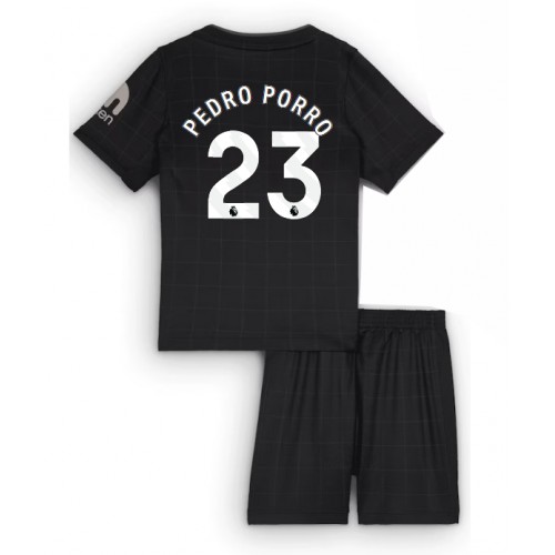 Stroje piłkarskie Tottenham Hotspur Pedro Porro #23 Koszulka Wyjazdowej dla dzieci 2025-26 Krótki Rękaw (+ szorty)